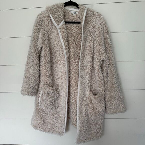 Kensie Women’s Small/Medium Brown Taupe Fuzzy Faux Fur Open Cardigan - Picture 1 of 5